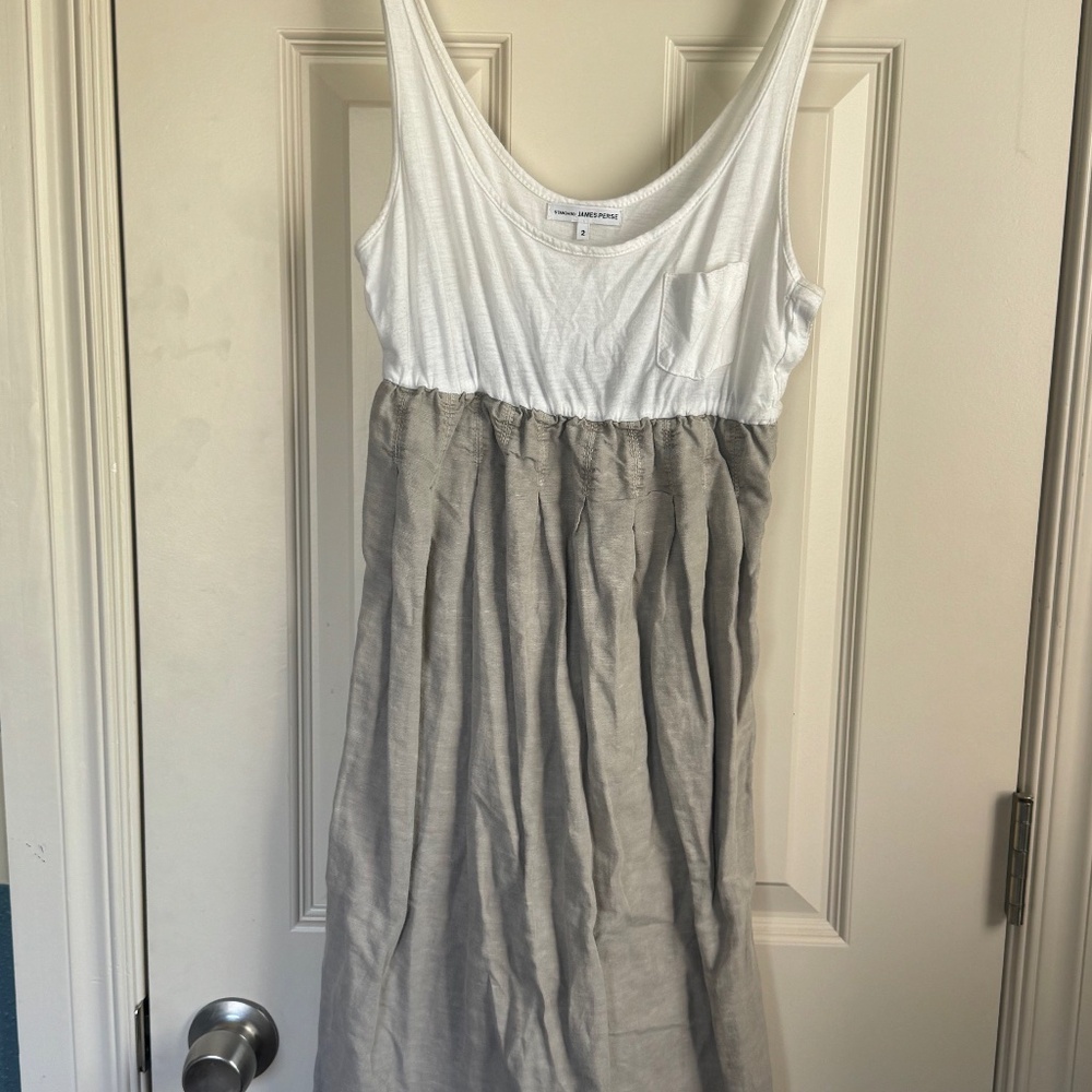 James Perse Scoop Neck Empire Waist Tank Dress Supima Cotton